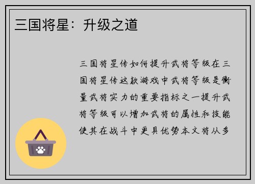 三国将星：升级之道